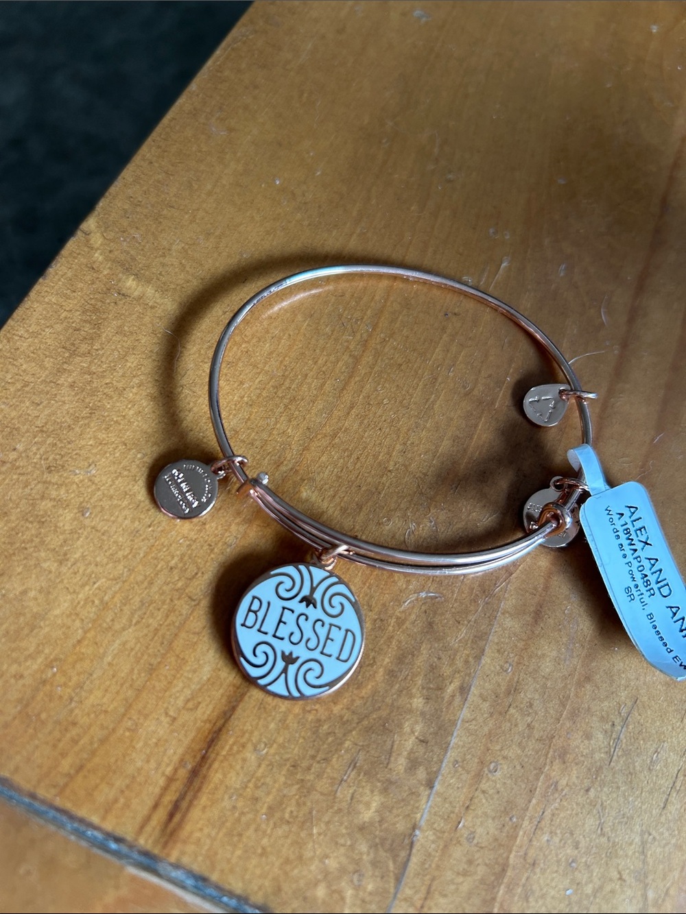 Alex and Ani Rose Gold 'Blessed' Charm Bangle - Picture 2 of 3